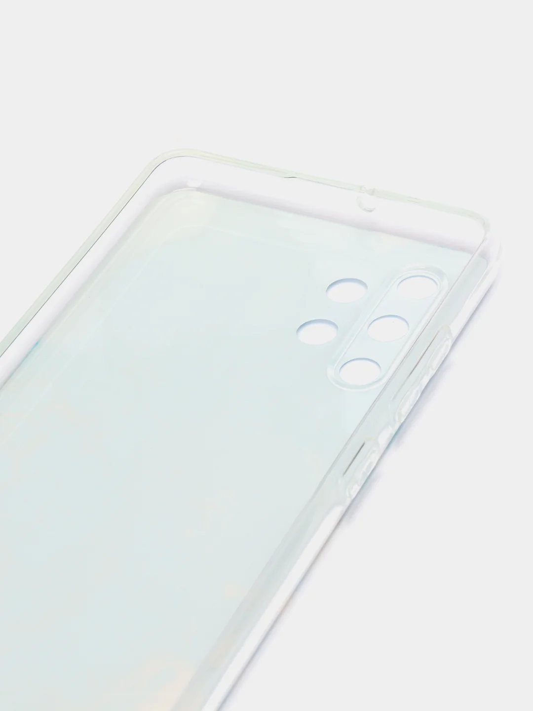 Светло-синий силиконовый чехол на Samsung Galaxy A32 / Самсунг А32 прозрачный с рисунком, защита камеры