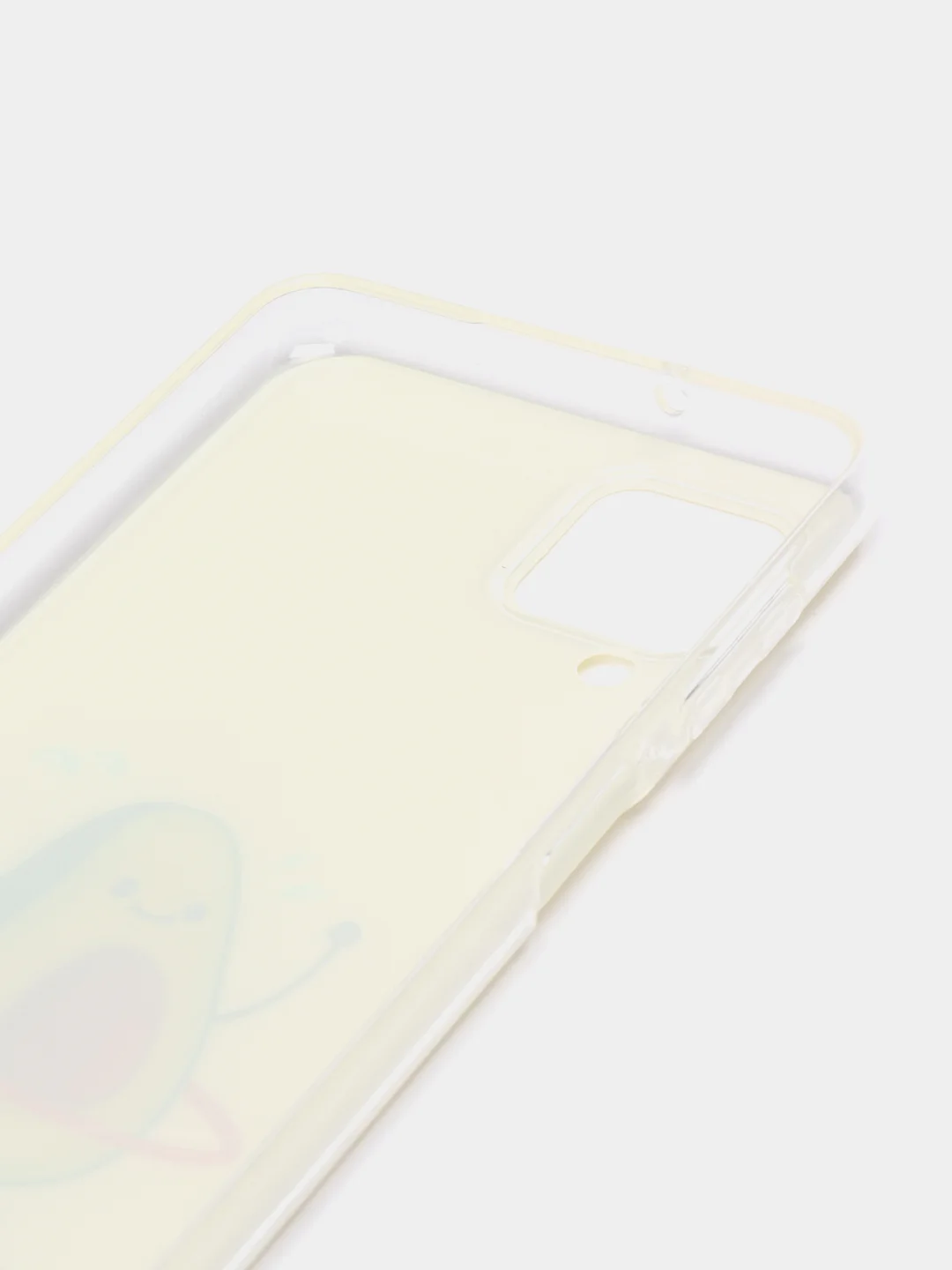 Светло-жёлтый чехол на Samsung Galaxy A12/M12 / Самсунг А12/М12 прозрачный, с рисунком, защита камеры