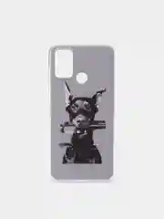 Серый силиконовый чехол на Honor 9A / Хонор 9А прозрачный, с рисунком, защита камеры