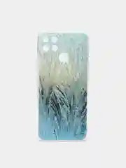 Небесно-голубой силиконовый чехол на Oppo Realme C25/C25s / Оппо Реалми С25/C25s прозрачный, с рисунком