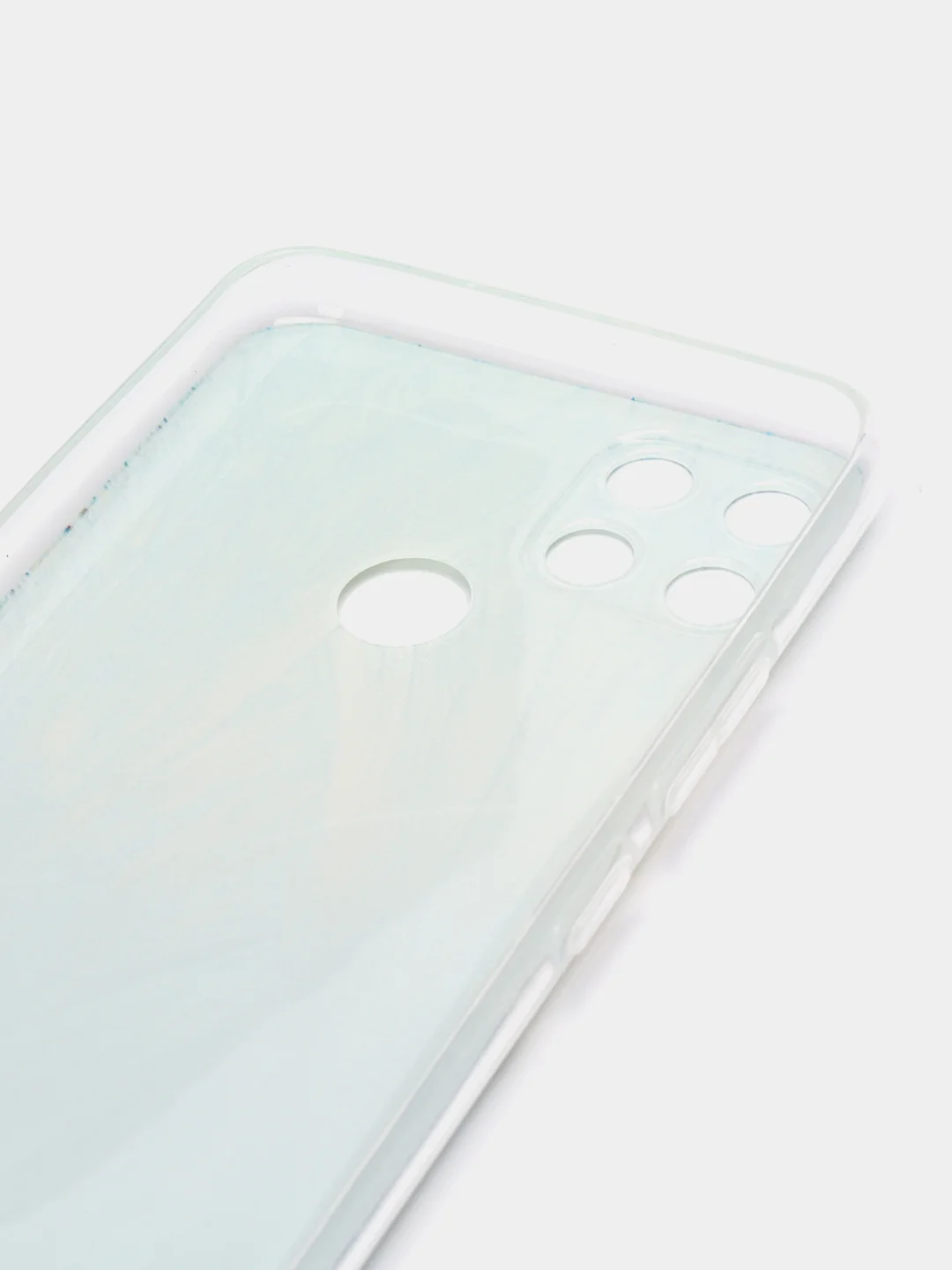 Небесно-голубой силиконовый чехол на Oppo Realme C25/C25s / Оппо Реалми С25/C25s прозрачный, с рисунком