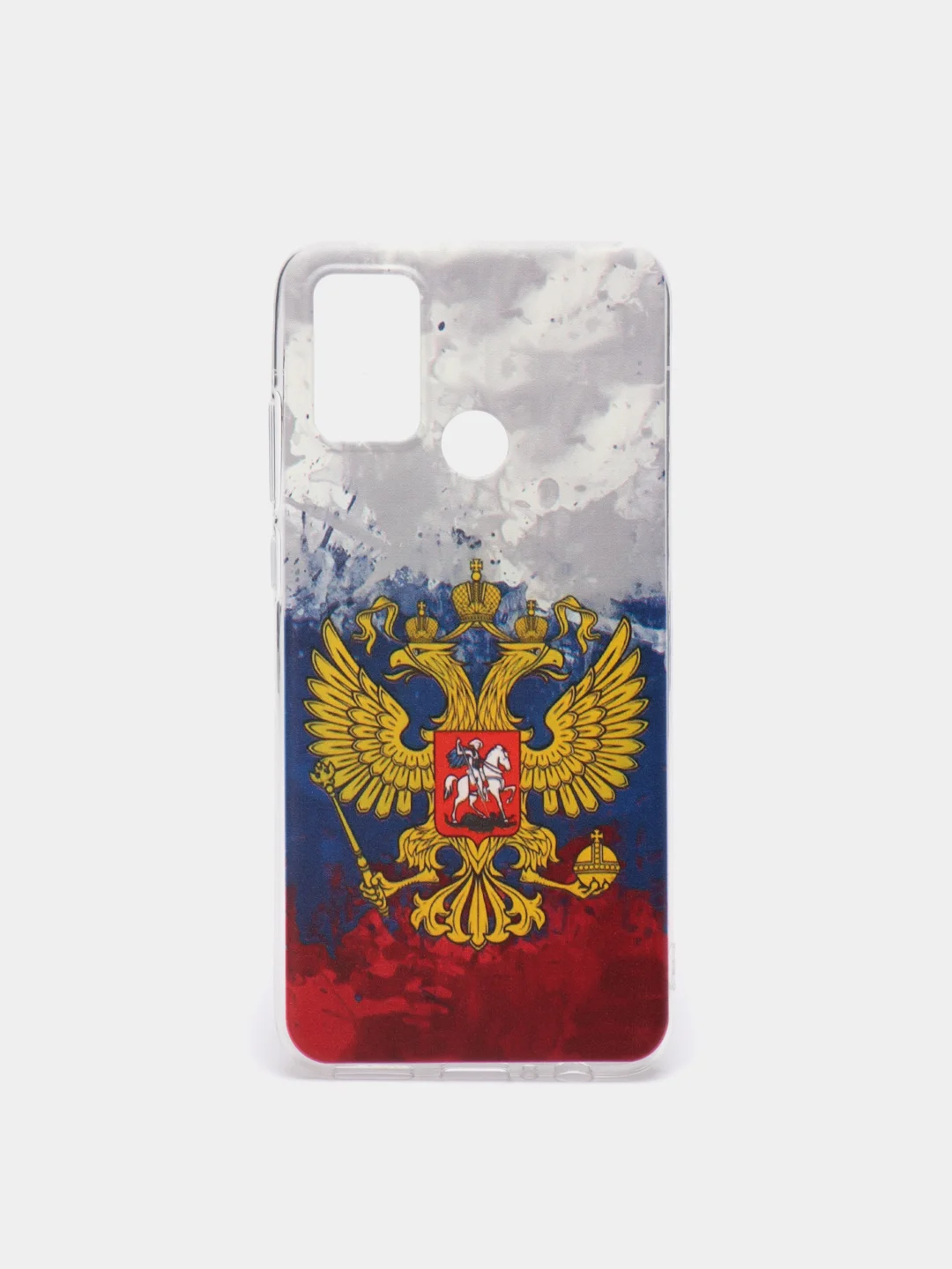 Синий силиконовый чехол на Honor 9A / Хонор 9А прозрачный, с рисунком, защита камеры