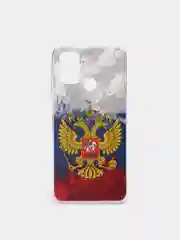Синий силиконовый чехол на Honor 9A / Хонор 9А прозрачный, с рисунком, защита камеры