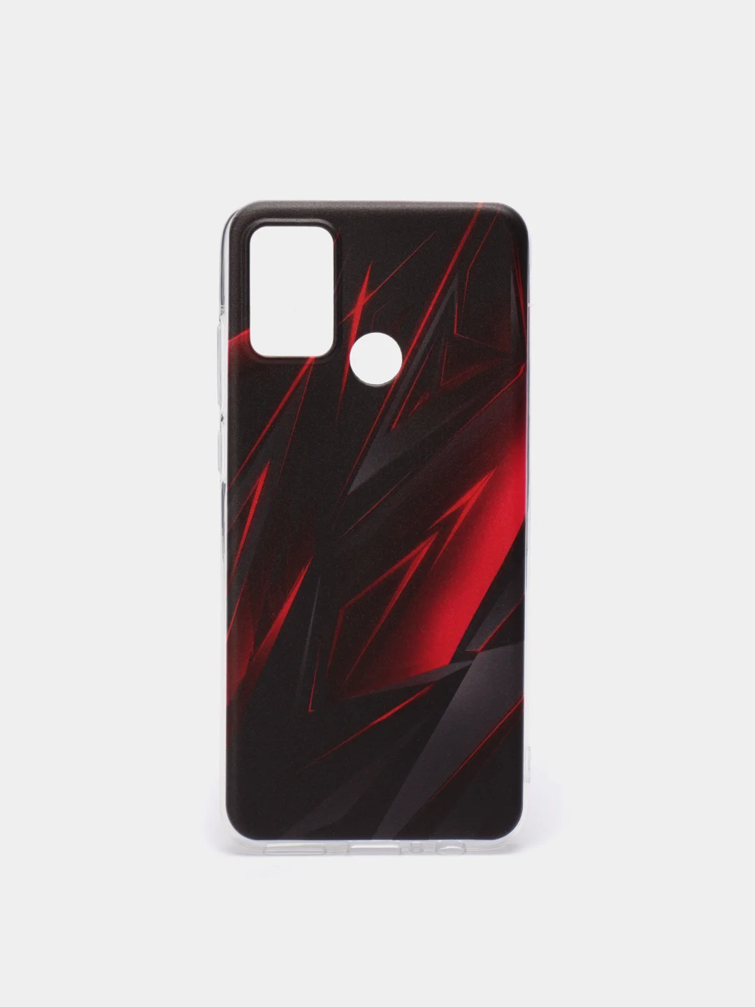 Красный силиконовый чехол на Honor 9A / Хонор 9А прозрачный, с рисунком, защита камеры