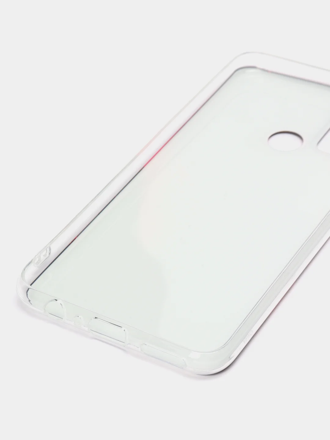 Красный силиконовый чехол на Honor 9A / Хонор 9А прозрачный, с рисунком, защита камеры