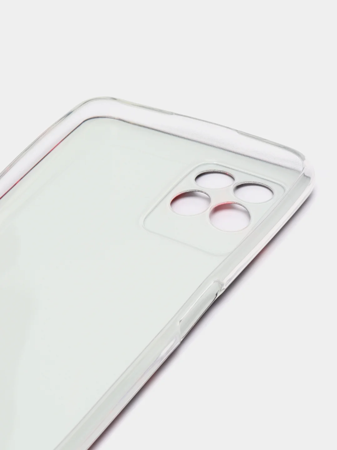 Красный силиконовый чехол на Realme 8i / Реалми 8i прозрачный, с рисунком, защита камеры