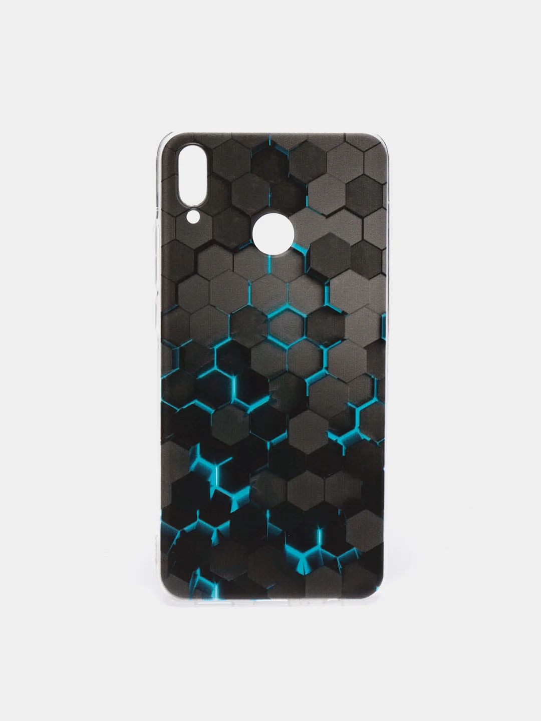 Бирюзовый силиконовый чехол на Honor 8X / Хонор 8Х прозрачный, с рисунком, защита камеры