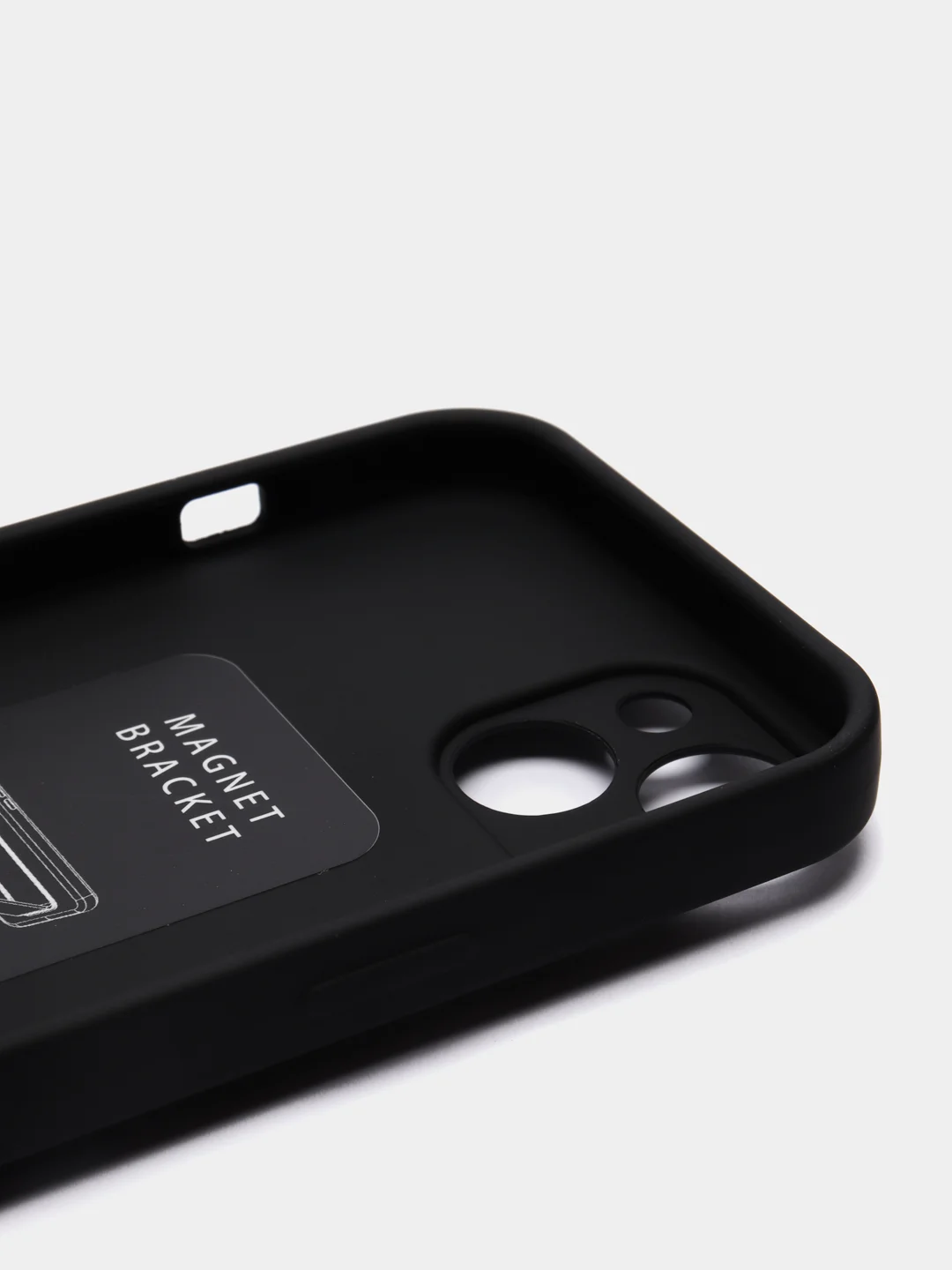 Черный чехол iPhone 13 (6.1), 13 Pro Max (6.7) силиконовый под кожу с подставкой