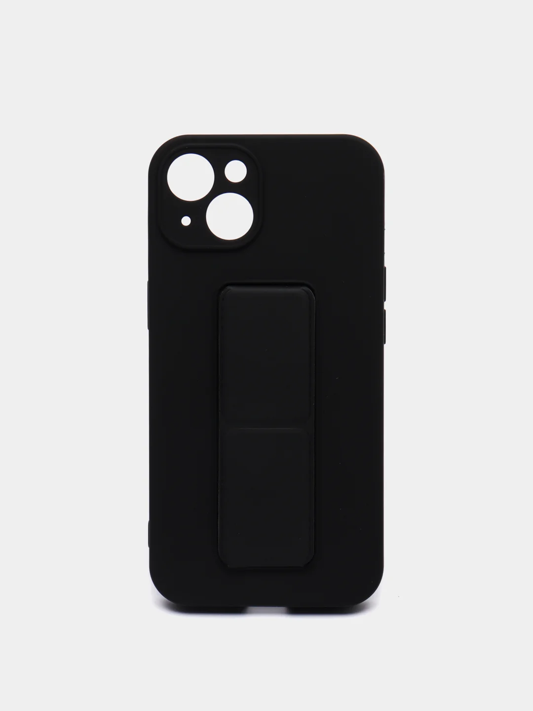 Черный чехол iPhone 13 (6.1), 13 Pro Max (6.7) силиконовый под кожу с подставкой