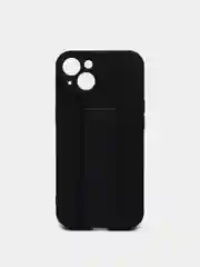Черный чехол iPhone 13 (6.1), 13 Pro Max (6.7) силиконовый под кожу с подставкой