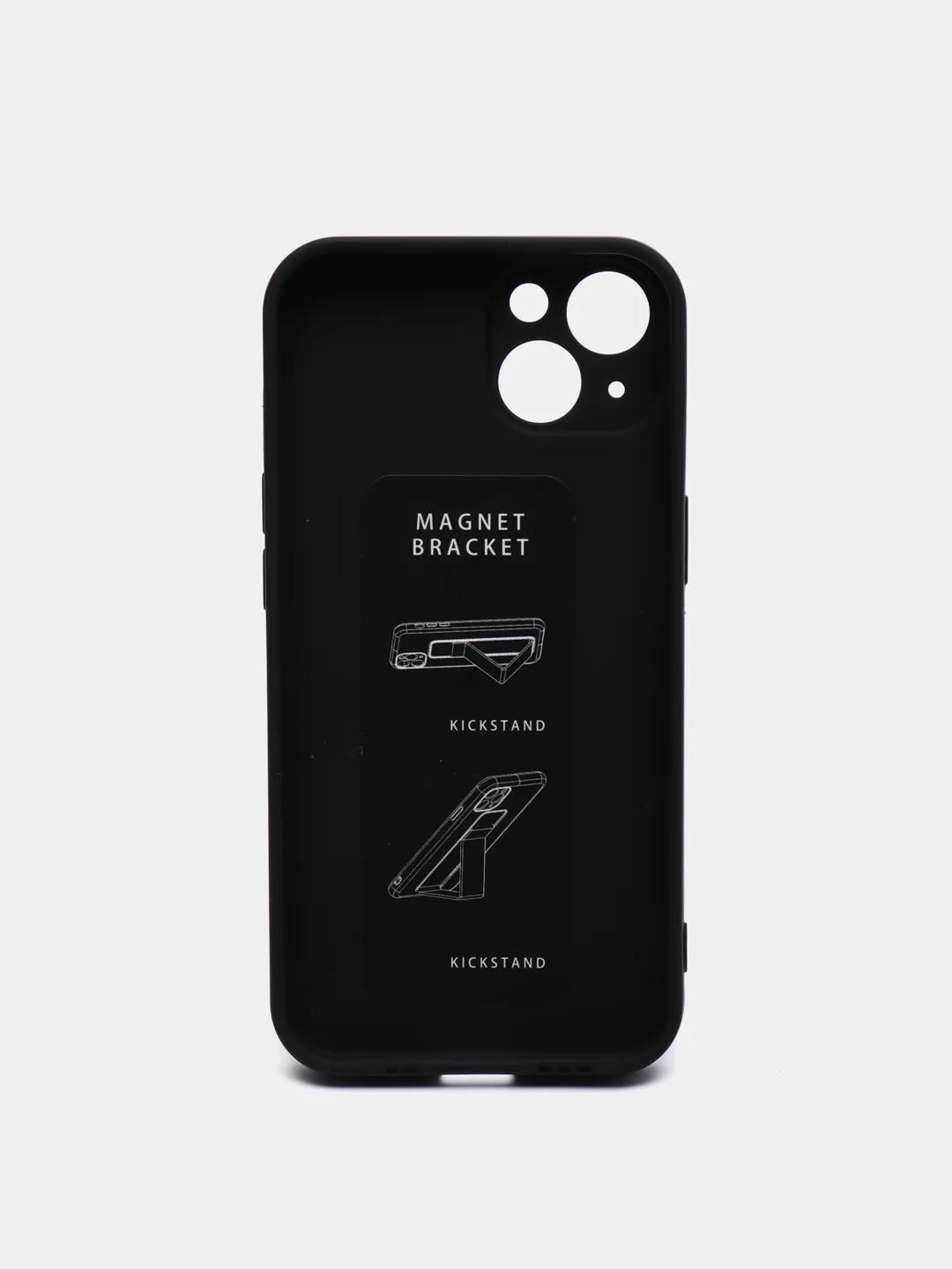 Черный чехол iPhone 13 (6.1), 13 Pro Max (6.7) силиконовый под кожу с подставкой
