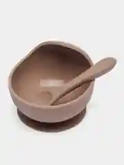 Коричневый детская силиконовая тарелка с ложкой