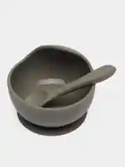 Хаки детская силиконовая тарелка с ложкой