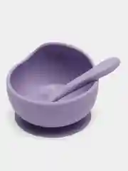 Лавандовый детская силиконовая тарелка с ложкой