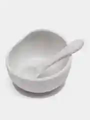 Белый детская силиконовая тарелка с ложкой