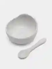 Белый детская силиконовая тарелка с ложкой