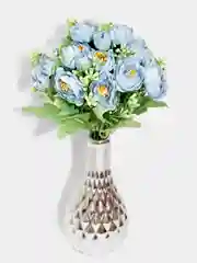 Голубой искусственные цветы пионы, камелии, розы, букет