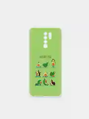 Салатовый силиконовый чехол на Xiaomi Redmi 9 / Сяоми Редми 9 прозрачный, с рисунком, защита камеры