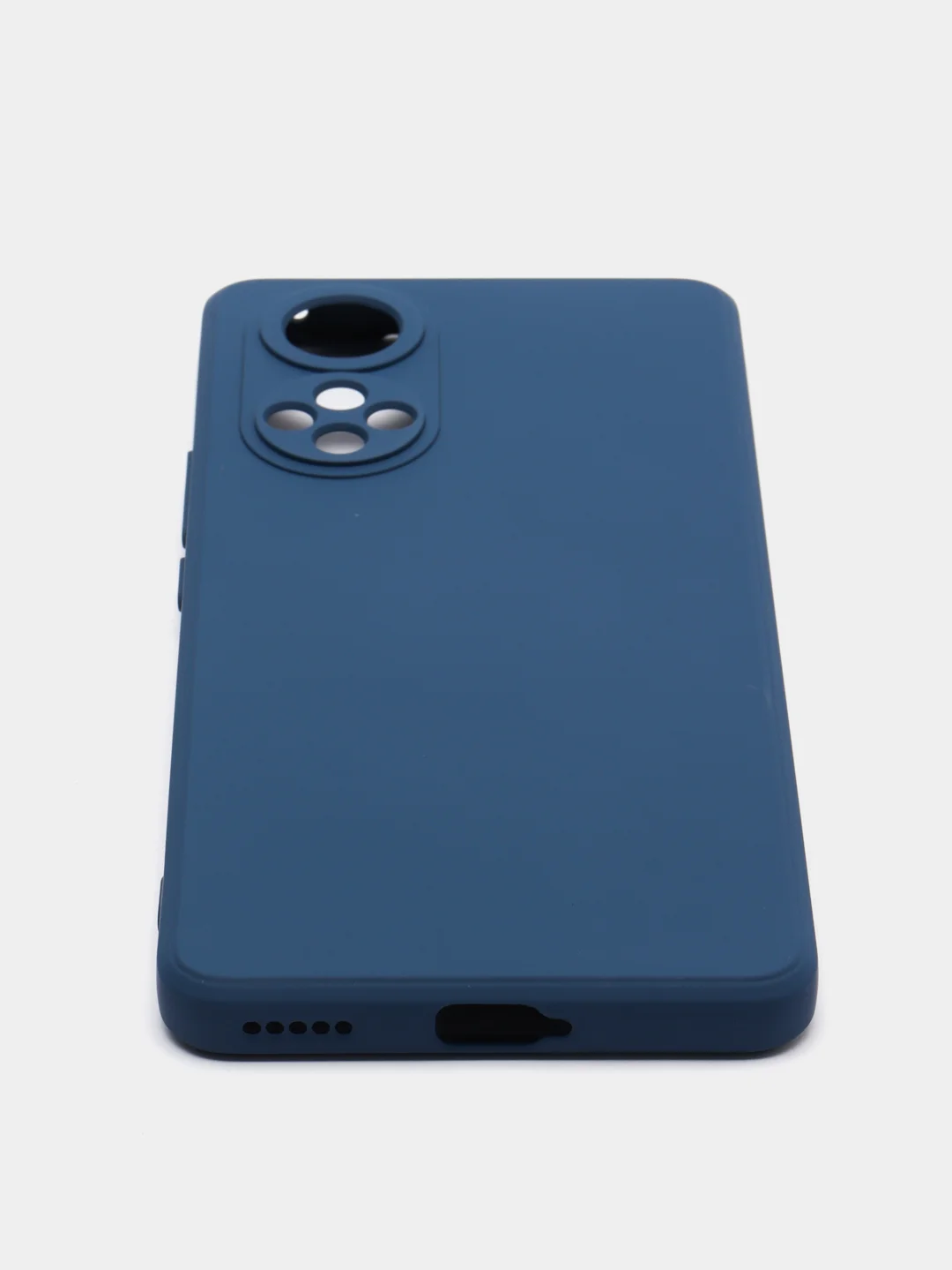 Синий чехол силиконовый с микрофиброй и защитой камеры для Honor 50 (хонор)
