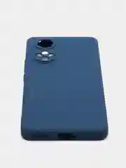 Синий чехол силиконовый с микрофиброй и защитой камеры для Honor 50 (хонор)