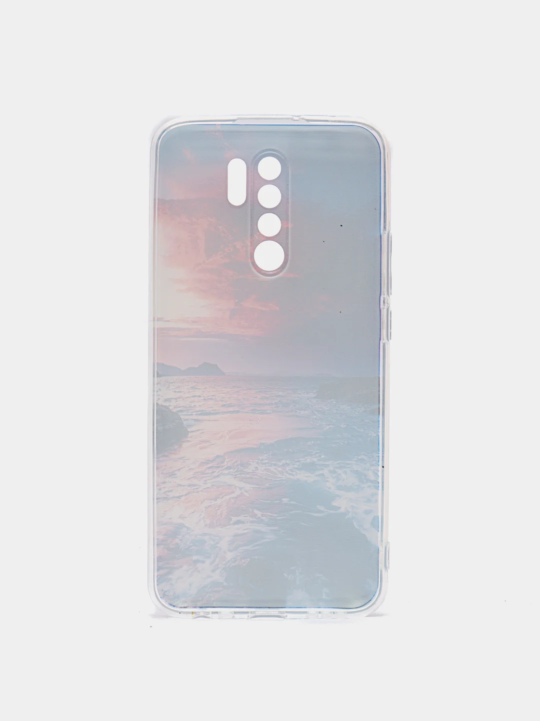 Фиолетовый силиконовый чехол на Xiaomi Redmi 9 / Сяоми Редми 9 прозрачный, с рисунком, защита камеры
