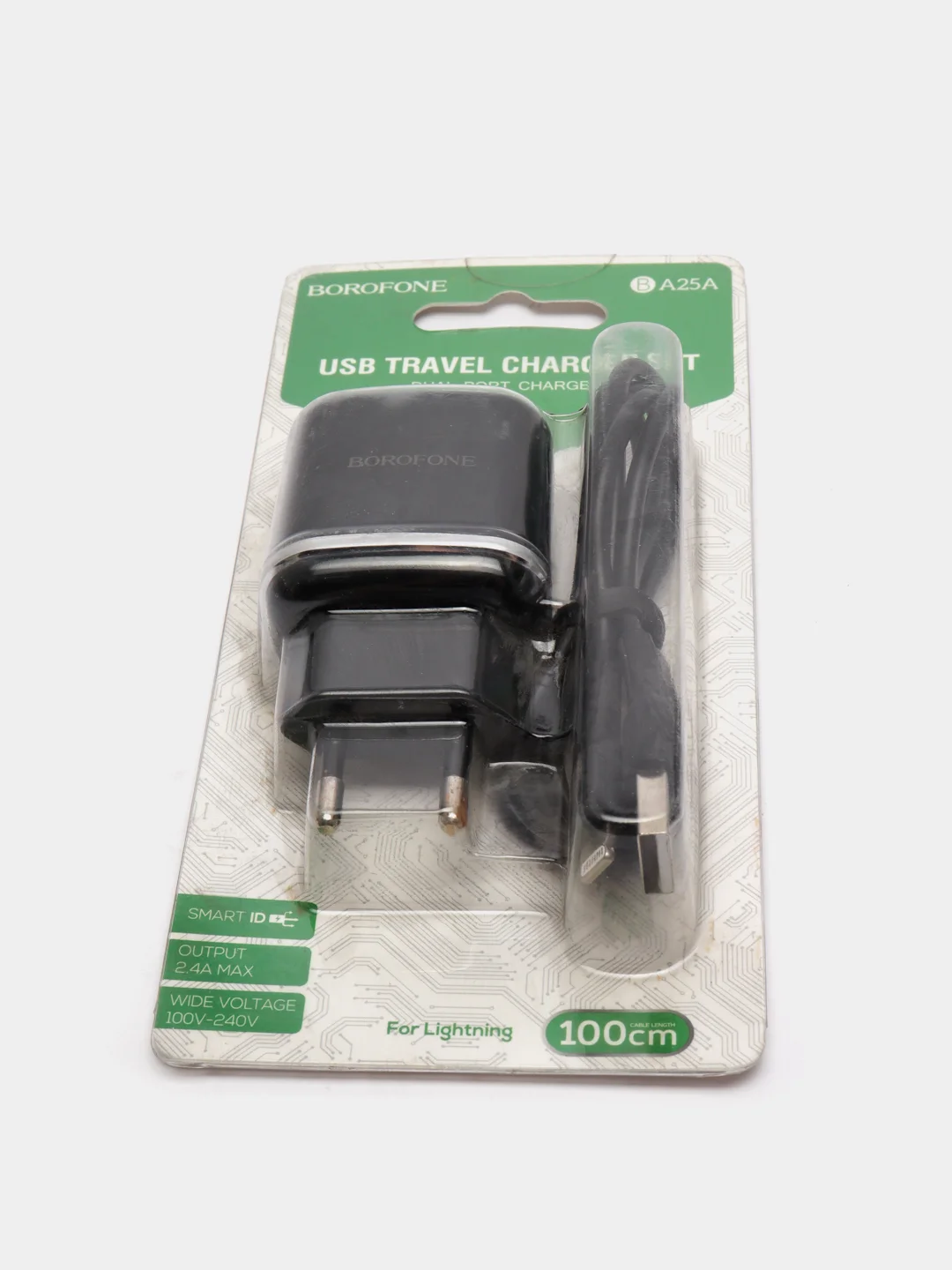 Сетевое зарядное устройство Borofone BA25A, 2USB Lightning, чёрный