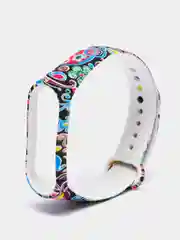 Багровый ремешок с рисунком для Xiaomi Mi Band 3 / Mi Band 4, силиконовый, с принтом