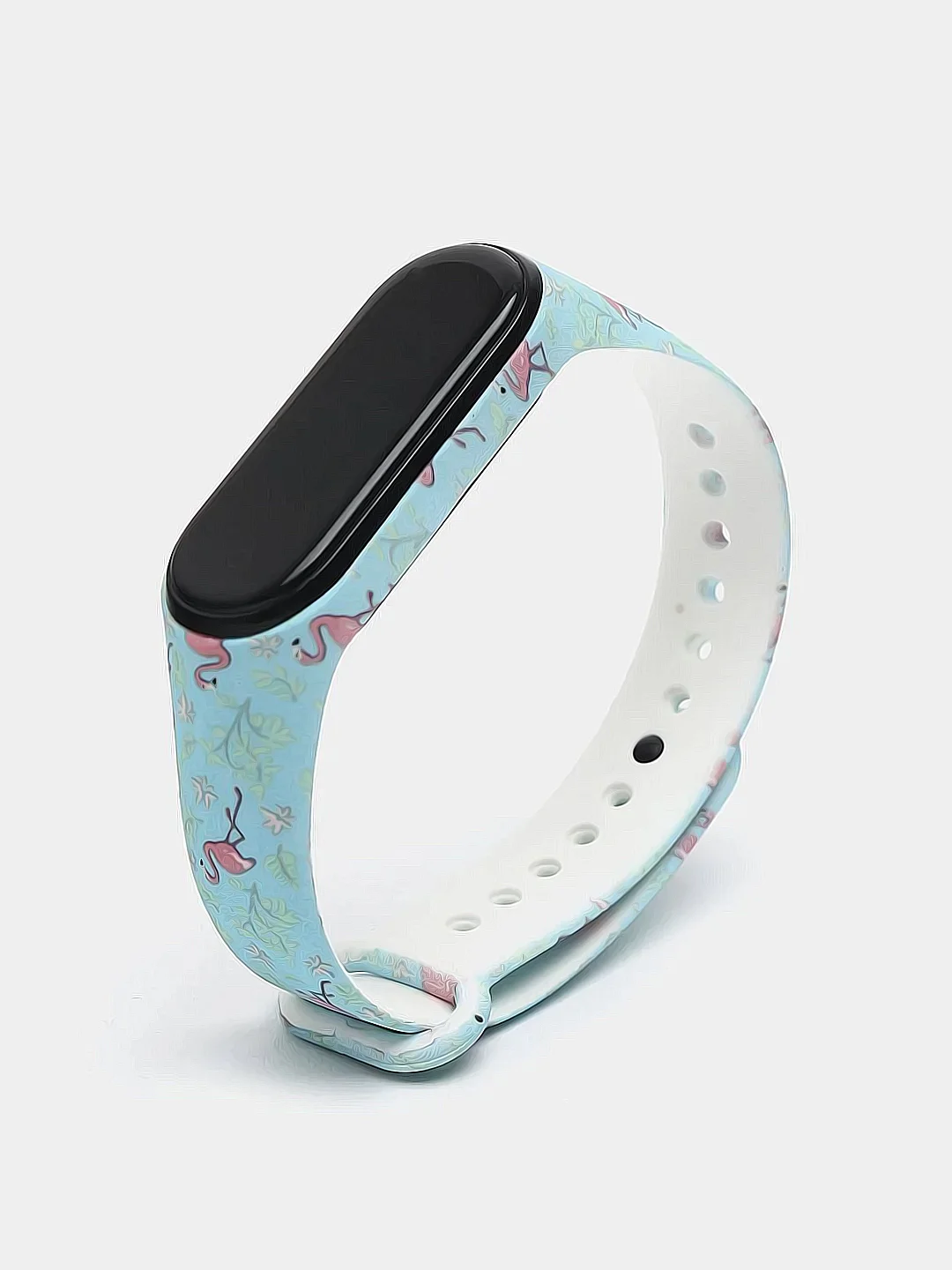 Бирюзовый ремешок с рисунком для Xiaomi Mi Band 3 / Mi Band 4, силиконовый, с принтом