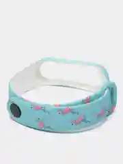 Бирюзовый ремешок с рисунком для Xiaomi Mi Band 3 / Mi Band 4, силиконовый, с принтом