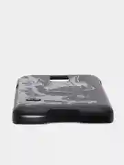 Серый металлик чехол чёрный с принтом + защитная плёнка для Samsung S5 / S5 Mini