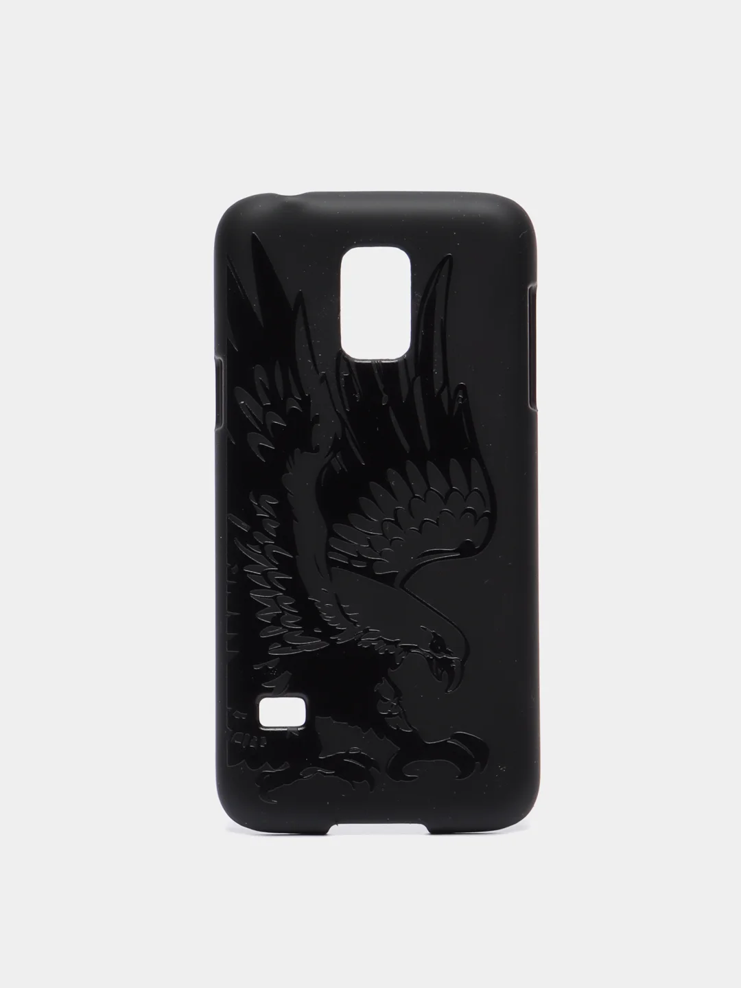Серый металлик чехол чёрный с принтом + защитная плёнка для Samsung S5 / S5 Mini
