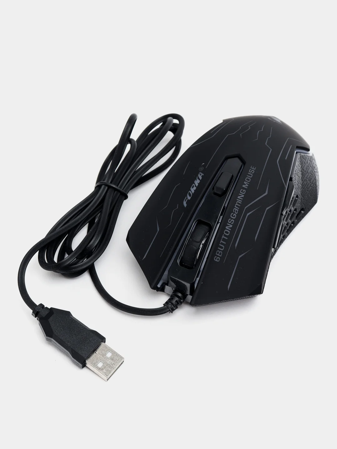 Черный бесшумная проводная игровая компьютерная мышь Forka с RGB подсветкой, 6 кнопок
