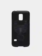 Серебряный чехол чёрный с принтом + защитная плёнка для Samsung S5 / S5 Mini