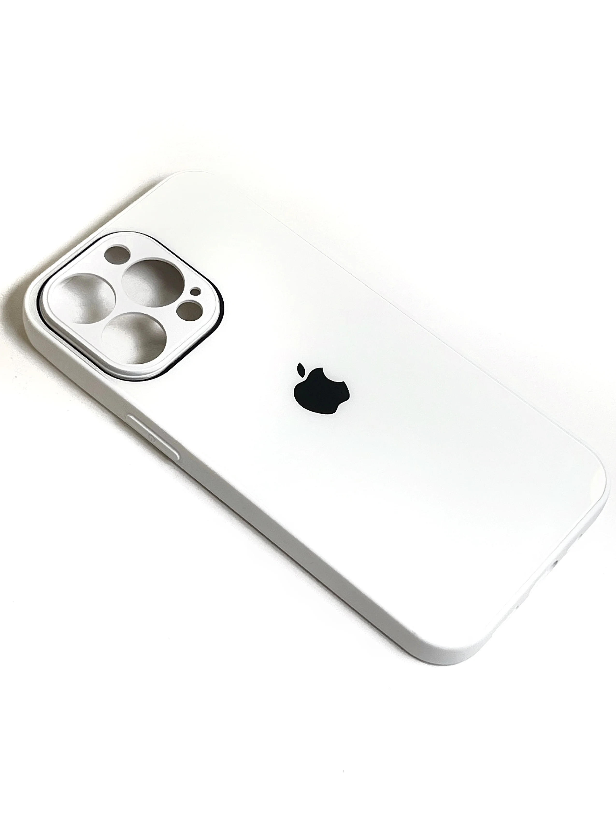 Белый чехол силиконовый со стеклянной панелью для iPhone 11, 12, 12 Pro, 13, 13 Pro Max