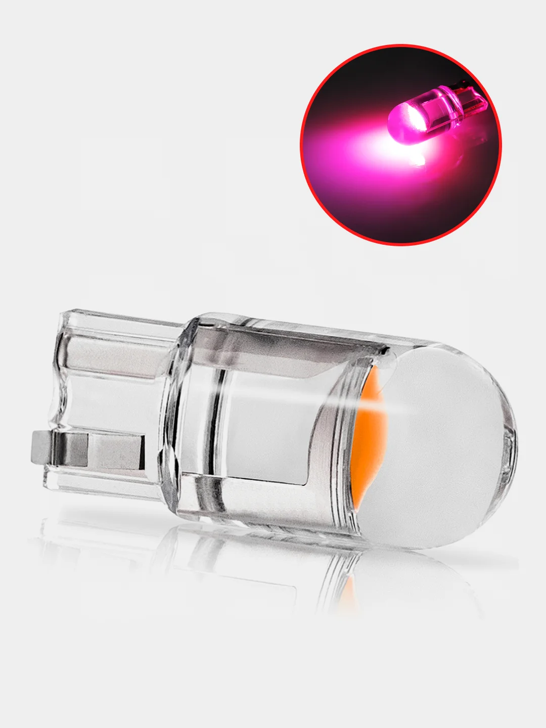 Розовый светодиодная лампа для авто ElectroKot Crystal T10 W5W, разные цвета, в габариты