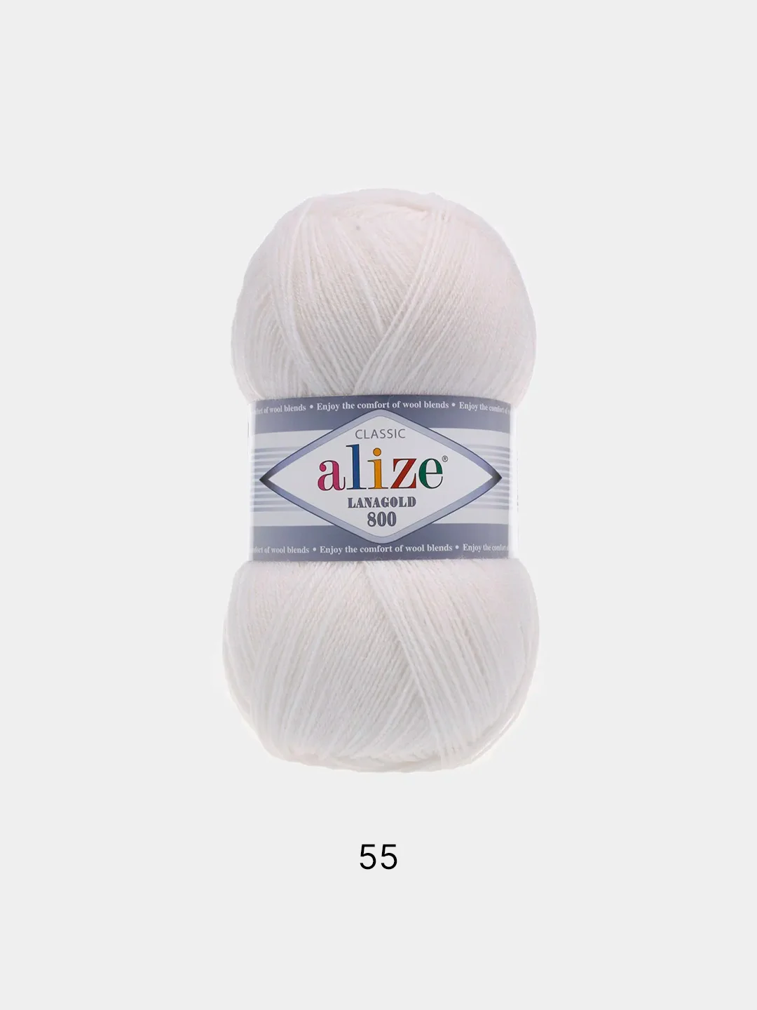 Белый пряжа Alize Lanagold 800 Акрил 51% Шерсть 49% 100г 800м