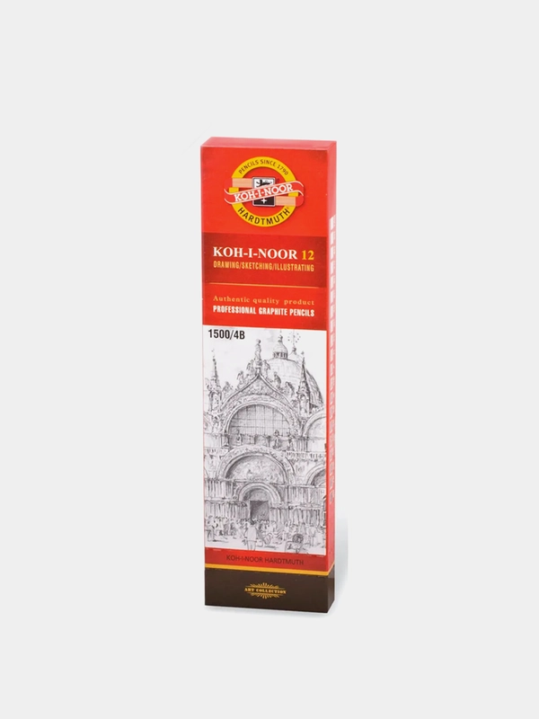 Карандаш чернографитный 4B KOH-I-NOOR 1500, 12 штук, 880474