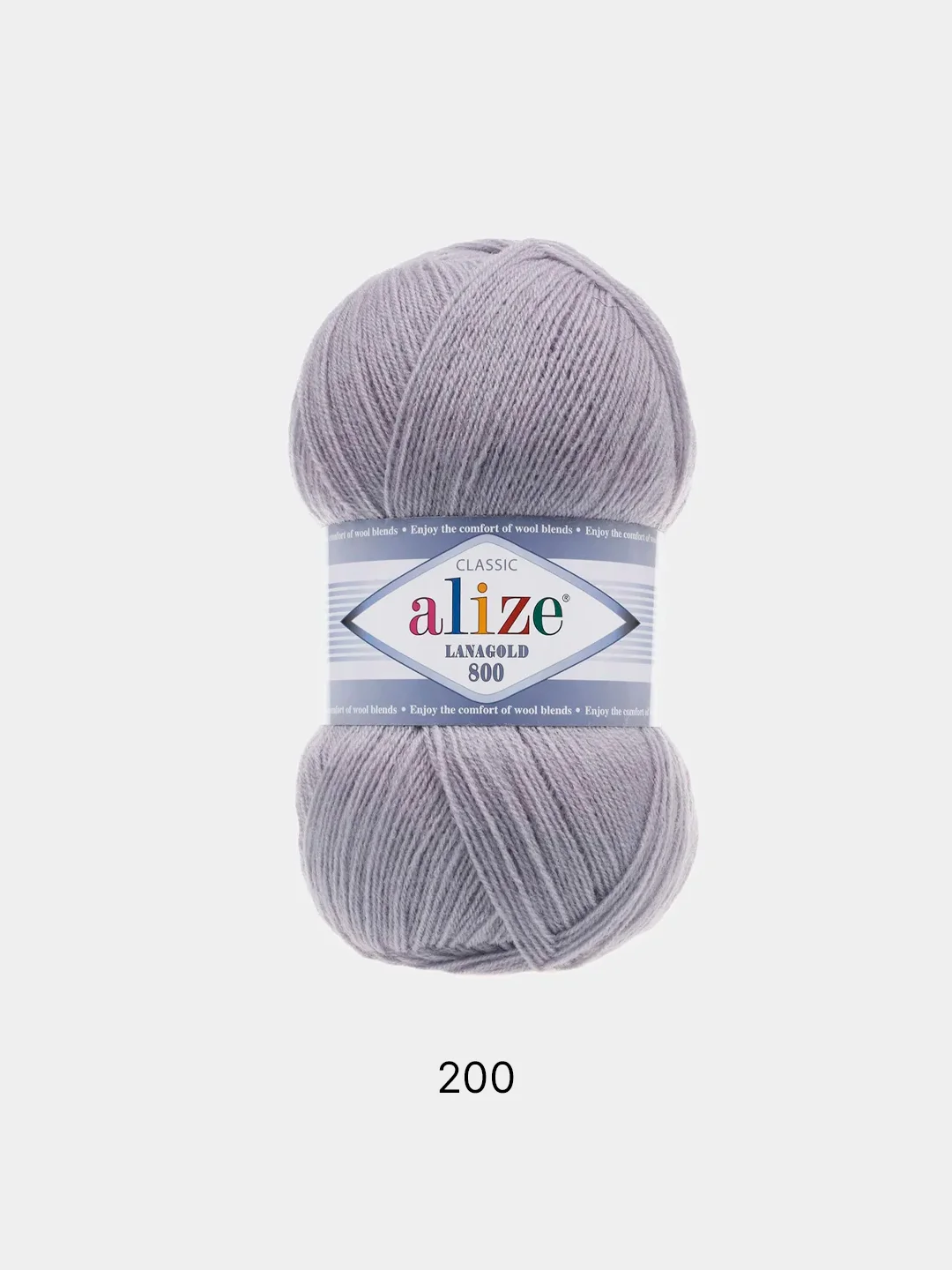 Серебряный пряжа Alize Lanagold 800 Акрил 51% Шерсть 49% 100г 800м