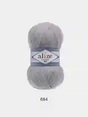 Серый меланж пряжа Alize Lanagold 800 Акрил 51% Шерсть 49% 100г 800м