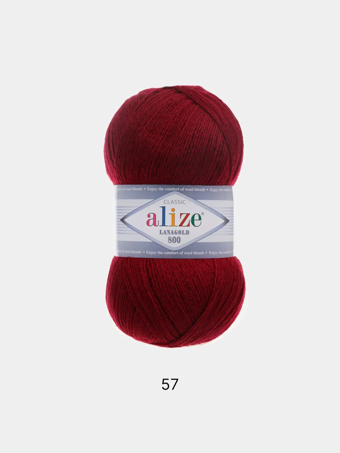 Бордовый пряжа Alize Lanagold 800 Акрил 51% Шерсть 49% 100г 800м