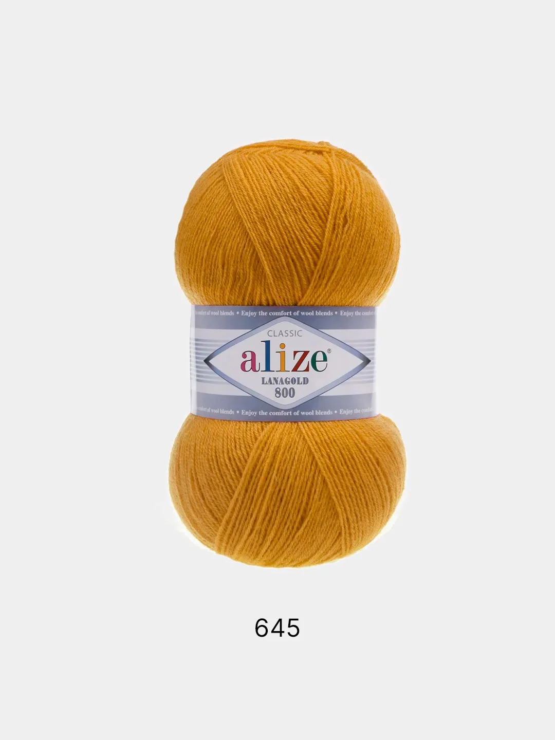 Горчичный пряжа Alize Lanagold 800 Акрил 51% Шерсть 49% 100г 800м