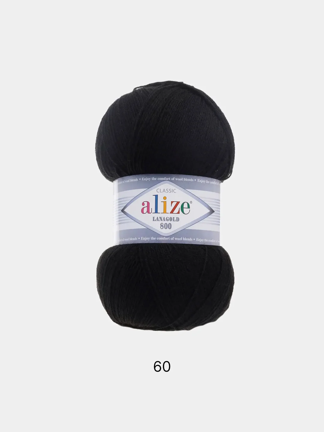 Черный пряжа Alize Lanagold 800 Акрил 51% Шерсть 49% 100г 800м