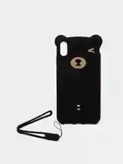 Черный чехол Baseus Bear Silicone Case Apple iPhone X, XS, XS Max с ремешком