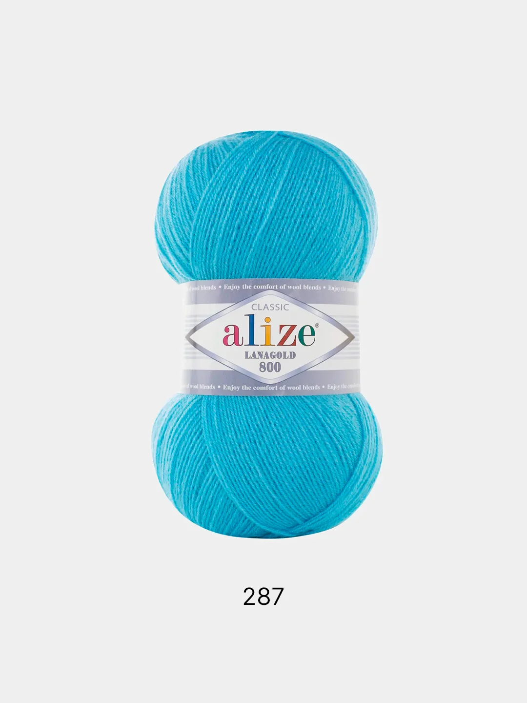 Бирюзовый пряжа Alize Lanagold 800 Акрил 51% Шерсть 49% 100г 800м