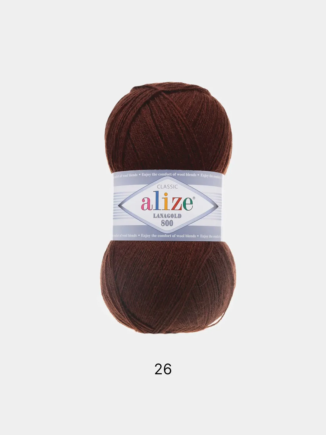 Коричневый пряжа Alize Lanagold 800 Акрил 51% Шерсть 49% 100г 800м