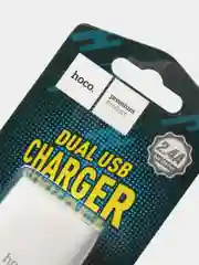 Белый зарядное устройство HOCO C73A и кабель, 2 USB, 1 м, 2.4 A