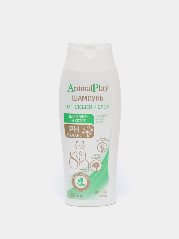 Шампунь для отпугивания насекомых и ухода за шерстью кошек, Animal Play, 250 мл