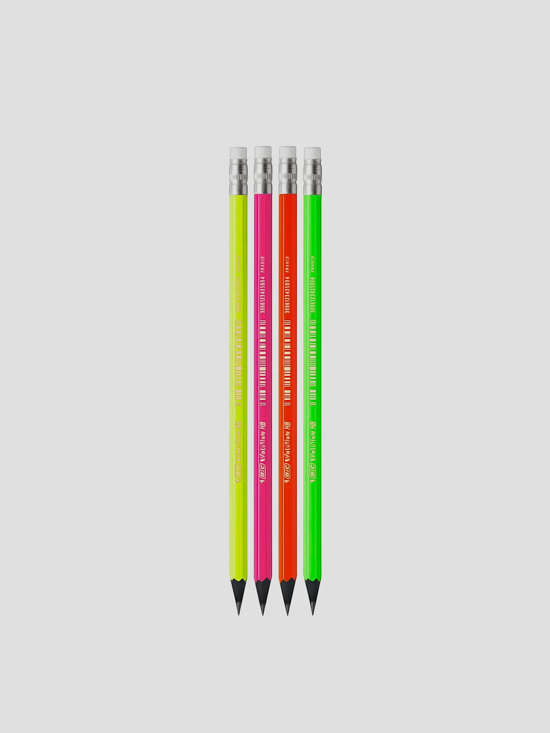 Карандаш чернографитный с ластиком BIC Evolution Fluo, HB, 12 штук, 880481