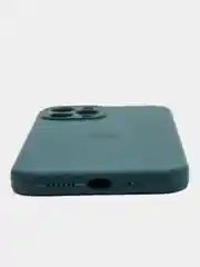 Тёмно-бирюзовый чехол Silicone Case для iPhone 12 Pro Max с логотипом закрытый низ