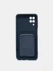 Синий чехол на Samsung Galaxy A22 M32 M22 A12 / M12 / A32 с карманом для карты и мягкой вставкой